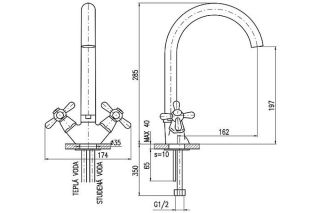 Смеситель для кухни Rav Slezak Morava Retro MK120.5/4 хром
